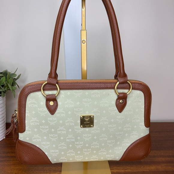 MCM Vintage Leather Trim and Mint Green Satchel - Picture 15 of 15